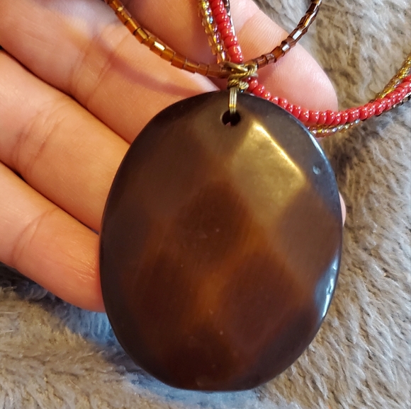 Seed Bead triple strand statement necklace - Picture 2 of 3